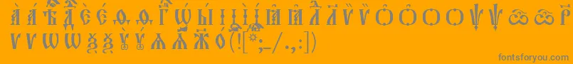 フォントOrthodox.TtUcs8CapsР Р°Р·СЂСЏРґРѕС‡РЅС‹Р№ – オレンジの背景に灰色の文字